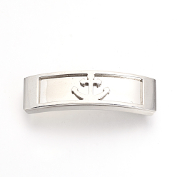 Stainless Steel Color Tarnish Resistant 201 Stainless Steel Slide Charms, Polished, Rectangle with Anchor, Stainless Steel Color, 42x12x5.5~6mm, Hole: 10x3mm