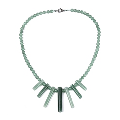 Aventurina Verde Collares babero redondos de cuentas en forma de abanico de aventurina verde natural, con cierres de acero inoxidable, color acero inoxidable, 17.91 pulgada (45.5 cm) ~ 19.49 pulgada (49.5 cm)