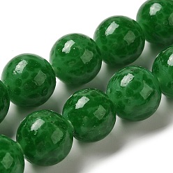 Green Lampwork Beads Strands, Round, Green, 14mm, Hole: 2mm, about 35pcs/strand, 19.09''(48.5cm)