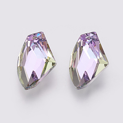 Фиолетовый K 9 подвески из стеклянного горного хрусталя, имитация австрийский хрусталь, граненые, фиолетовые, 26~27x16x8.5~10 мм, отверстие : 1.2~1.6 мм