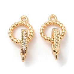 Настоящее золото 18K Латунное микропейв, прозрачный кубический цирконий, складные застежки, без кадмия, без никеля и без свинца, изготовление ювелирных изделий, реальный 18 k позолоченный, 21 мм, отверстие : 1.2 мм