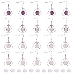 Stainless Steel Color DIY Earring Making, with Stainless Steel Dangle Earrings, Cabochon Settings, Glass Cabochons, Stainless Steel Color, 40pcs/box