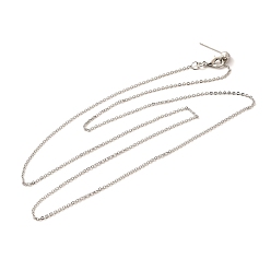 Платина 1мм стойка покрытие латунный кабель цепь регулируемый слайдер ожерелья для женщин мужчин, без кадмия и без свинца, 901 застежка из нержавеющей стали, долговечный, платина, 23.62 дюйм (60 см)