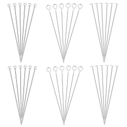 Silver 36Pcs 3 Styles 925 Sterling Silver Eye Pins, Silver, 30x1.5~2.5x0.5~0.6mm, 12pcs/style