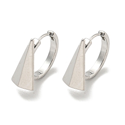 Платинированный Латунные серьги обруча, треугольные, Реальная платина, 16.5x9 мм
