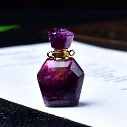 Флюорит Подвески в виде флаконов для духов из натурального флюорита, спа ароматерапия эфирное масло пустая бутылка подвески, 3.3x2.1 см