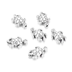Античное Серебро Сплавочные овальные бусины тибетского стиля , черепаха, без кадмия, без никеля и без свинца, античное серебро, 12.5x9x4 мм, Отверстие : 1 мм , около 1049 шт / 1000 г