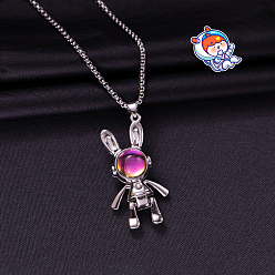 Кролик Кулон из сплава 316 цепочки из хирургической нержавеющей стали для мужчин, цвет нержавеющей стали, кролик, 23.62 дюйм (60 см)