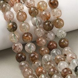 Rutilated Кварц Натуральные зеленые кроличьи волосы, кварц, зеленые рутиловые кварцевые бусины, нити, гладкий круглый, 9.5~10.5 мм, отверстие : 1 мм, около 39~40 шт / нитка, 14.96 дюйм (38 см)