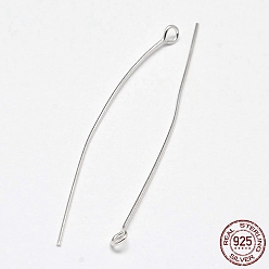 Silver 925 Sterling Silver Eye Pins, Silver, 35x0.6mm, Head: 3mm, about 172pcs/20g