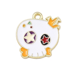 Skull Pendentifs halloween en alliage d'émail, or, charmes de crâne, 20x18x1mm, Trou: 1.8mm