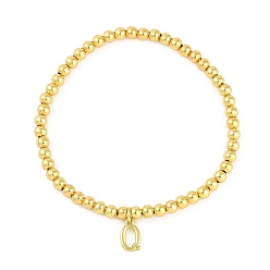 Letter Q Латунные подвески браслеты, реальный 18 k позолоченный, Буква Q, 0.16 дюйм (0.4 см), внутренний диаметр: 2.17 дюйм (5.5 см), Кулон : 10~10.5x2.5~8 мм