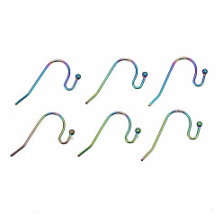Rainbow Color 304 Stainless Steel Earring Hooks, Ear Wire, Rainbow Color, 20~21x15mm, Hole: 2mm, 21 Gauge, Pin: 0.7mm