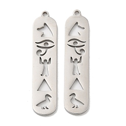 Нержавеющая Сталь Цвет Не тускнеющие 304 подвески из нержавеющей стали, овальный шарм, цвет нержавеющей стали, 33.5x7.5x1.5 мм, отверстие : 1.4 мм