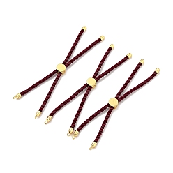Темно-Красный Наполовину готовые браслеты-слайдеры из скрученной миланской веревки, с реечным покрытием на концах шнура из латуни и открытой петлей, без кадмия и без свинца, для изготовления браслета с соединителем, золотые, темно-красный, 222~230x3 мм