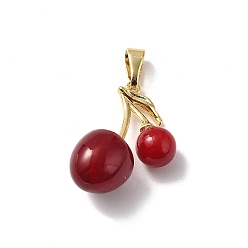 Золотой Подвески латуни cmолы, черри прелести, золотые, 27x20.5x11.5 мм, отверстие : 3.5x6.5 мм