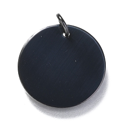 Черный 304 прелести нержавеющей стали, зеркальная полировка, с прыжковых колец, штамповка заготовок тегов, плоско-круглые, чёрные, 20x1 мм, отверстие : 1.7 мм