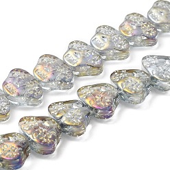 Фиолетовый Прозрачные стеклянные бусины гальваническим пряди, с покрытием цвета радуги, череп головы, фиолетовые, 13x10x6 мм, отверстие : 1 мм, около 65 шт / нитка, 25.59'' (65 см)