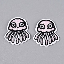 Лавандовый румянец Аппликации в виде медуз, компьютеризированная вышивка тканью утюжок на / шить на заплатках, аксессуары для костюма, лавандовый румянец, 40x34.5x1.5 мм