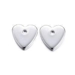 Серебро 201 подвески из нержавеющей стали для штамповки заготовок, сердце, серебряный цвет гальваническим, 7x7x1 мм, отверстие : 1 мм