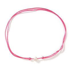 Ярко-Розовый Подвеска в виде белого картофеля из искусственного жемчуга, регулируемый шнурок для ожерелья для женщин., ярко-розовый, 33.07 дюйм (84 см)