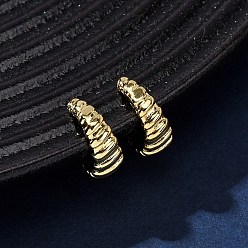 Настоящее золото 18K Серьги-каффы в форме буквы С из латуни, реальный 18 k позолоченный, 12.5x5 мм