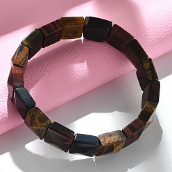 Тигровый глаз Квадратные натуральные бусины тигрового глаза эластичные браслеты для женщин и мужчин, внутренний диаметр: 2-1/4~2-3/8 дюйм (5.55~5.95 см)