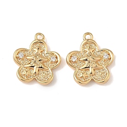 Рождественская елка Рождественские подвески из латуни с микропаве из прозрачных кубических цирконий, долговечный, реальный 18 k позолоченный, рождественская елка, 14x12.5x2.5 мм, отверстие : 1.2 мм