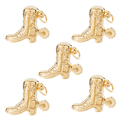Золотой 5 шт. 304 подвески из нержавеющей стали, с целью перехода в кольце, ковбойский сапог, золотые, 17x21x7.5 мм, отверстие : 3.4 мм