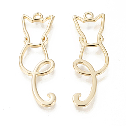 Золотой Подвески из сплава , без кадмия и без свинца, кошка, золотые, 39.5x14x1.7 мм, отверстие : 1.6 мм