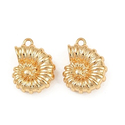 Shell Shape Латунные подвески на тему океана, долговечный, без никеля , реальный 18 k позолоченный, формы раковины, 15x11.5x5 мм, отверстие : 1.4 мм