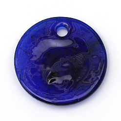 Dark Blue Handmade Evil Eye Lampwork Pendants, Dark Blue, 30x5.5mm, Hole: 4mm