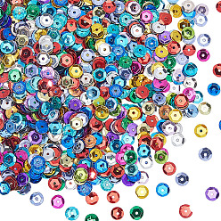 (52) Непрозрачная лаванда Аксессуары для орнаментов, пластиковые пайетки / блестки из пвх, плоско-круглые, разноцветные, 7x0.3~1 мм, отверстие : 1 мм, около 100 г / набор
