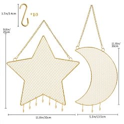 Golden Iron Display Racks, Moon and Star, Golden, 300x135mm