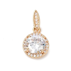 Прозрачный Латунные микро проложить кубического циркония подвески, круглые подвески, долговечный, без свинца и без кадмия, прозрачные, 20.5x10.5x5.5 мм, отверстие : 4x1.5 мм