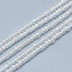 Прозрачный АВ Стеклянные бусины с гальваническим покрытием , с покрытием AB цвета, граненые, счеты, ясно AB, 2x1.5~1.6 мм, отверстие : 0.8 мм, около 235 шт / нитка, 14.17 дюйм (36 см)