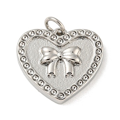 Платина Стойки обшивки латунные подвески, с целью перехода в кольце, без кадмия и без свинца, долговечный, сердце, платина, 16x18x3 мм, отверстие : 3.4 мм