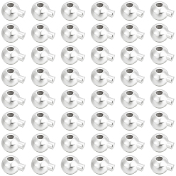 Посеребрённый 100 шт. латунные обжимные бусины, долговечный, круглые, 925 серебро покрытием, 5x3.5x3.5 мм, отверстие : 0.9 мм