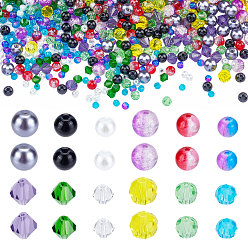 Mixed Color 12 Style Glass Beads, Imitation Gemstone, Round, Mixed Color, 4.5~5mm, Hole: 1mm, 1000pcs/box