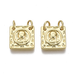 Golden Messing Charme, mit Sprungring, Nickel frei, Viereck, Religion, golden, 12x12x2 mm, Bohrung: 3 mm