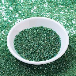 (RR179) Transparent Green AB MIYUKI Round Rocailles Beads, Japanese Seed Beads, 11/0, (RR179) Transparent Green AB, 2x1.3mm, Hole: 0.8mm, about 5500pcs/50g