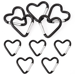 Черный 5пружинные кольца из цинкового сплава, сердце, чёрные, 43.2x42 мм