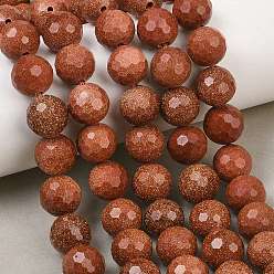 Goldstone Synthetischen Aventurin Perlen Stränge, Runde, facettiert, 11.5~12 mm, Bohrung: 2 mm, ca. 33 Stk. / Strang, 14.57''~14.76'' (37~37.5 cm)