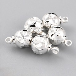 Посеребрённый Латунные коннекторы, долговечный, круглые, 925 серебро покрытием, 9x6~7 мм, отверстие : 1.4 мм