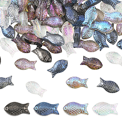 (52) Непрозрачная лаванда 80 шт. 4 цвета прозрачные гальванические стеклянные шарики, рыба, с покрытием AB цвета, разноцветные, 15x8.1x5 мм, отверстие : 0.9 мм, 20 шт / цвет