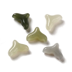 Otro Jade Cuentas de jade nefrita natural, perlas de media perforados, cola de pescado, 10x13.5x5 mm, agujero: 0.8 mm