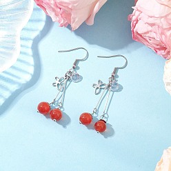 Платина Кошачий глаз свисает с серьгами, круглые, с 304 нержавеющей стали, платина, 54 мм