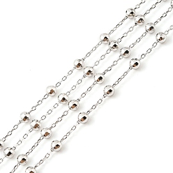 Platinum Anti-Tarnish Rhodium Plated 925 Sterling Silver Satellite Chains, Unwelded, Platinum, Link: 1.5x1x0.5mm, 3mm
