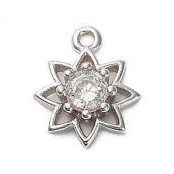 Платина 925 стерлинговое серебро, прозрачный кубический цирконий 8 подвески в виде остроконечной звезды, с печатью 925, платина, 9.5x7.5x2 мм, отверстие : 1 мм