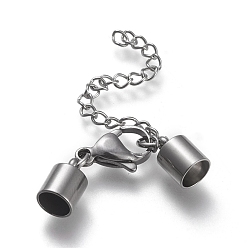 Нержавеющая Сталь Цвет Устойчив к потускнению 304 удлинитель цепи из нержавеющей стали, с мозг заканчивается, обуздать цепи и застежки лобстера, цвет нержавеющей стали, 41 мм длиной, мозг заканчивается: 10.5x7 мм, 5.5 мм внутренним диаметром
